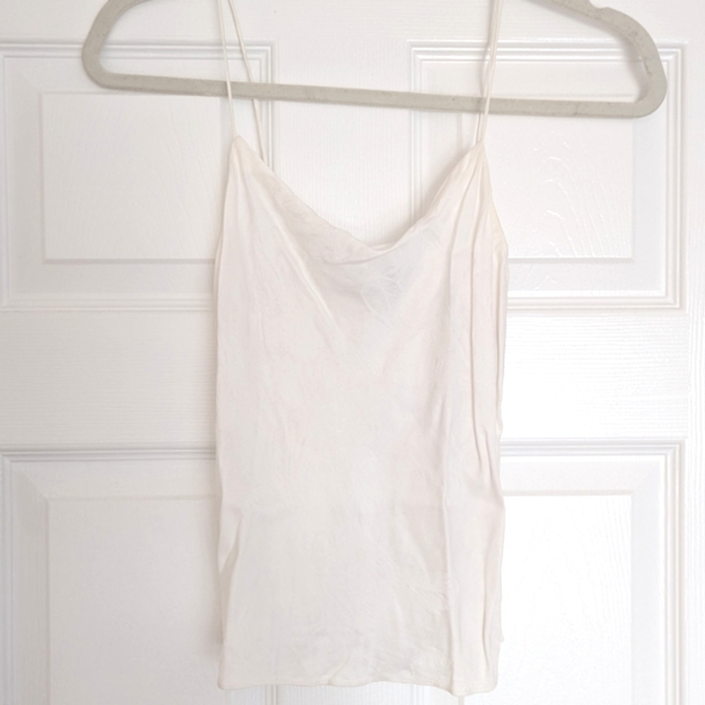 Alice + Olivia white cowl neck slip camisole